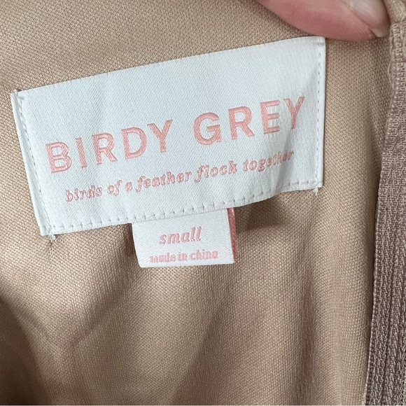 Birdy Grey Size S Devin Convertible Gown Taupe Slit Missing Sleeve Upcycle NEW - Picture 5 of 7